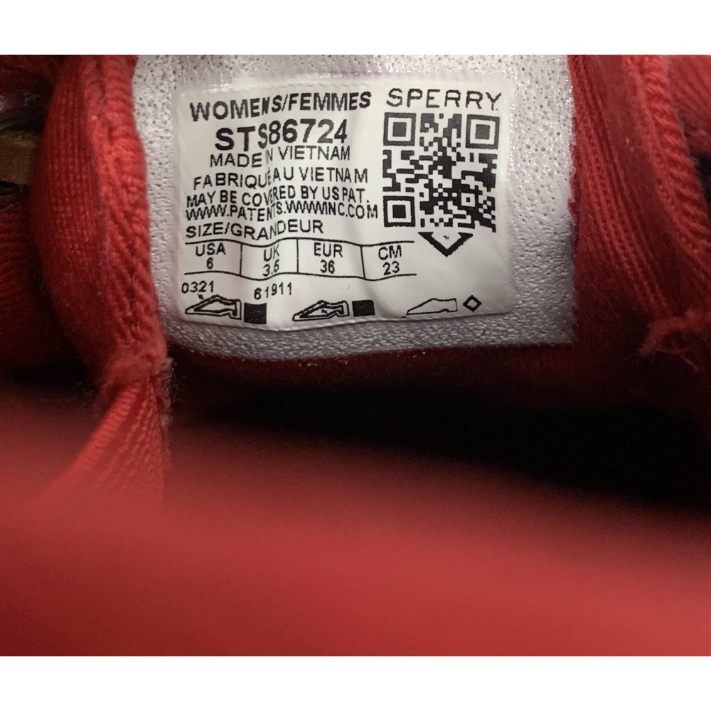 Women's Sz 6 Sperry Top Sider Memory Foam Loafers Red & White‎ Slip On Shoes - Picture 5 of 6
